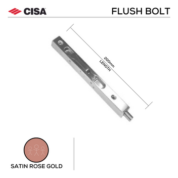 Main product view of CISA Satin Rose Gold Door, made for doors with proper hardware with a bit of attitude, 200mm (l) x 19mm (w).