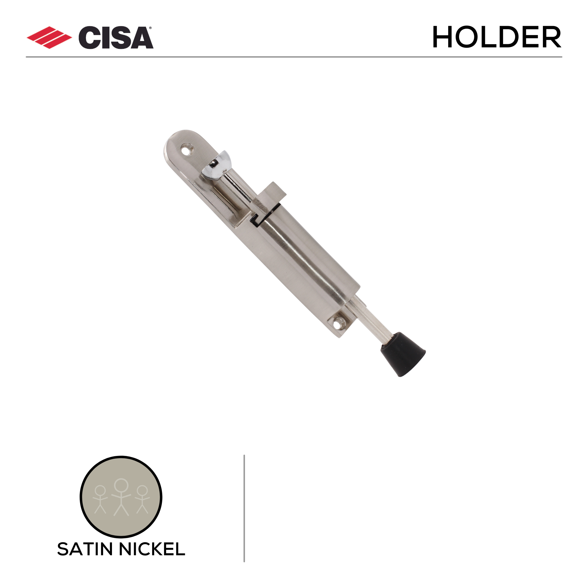 FDH02.SN, Door Holder, 160mm (l) x 28mm (Ø), Satin Nickel, CISA