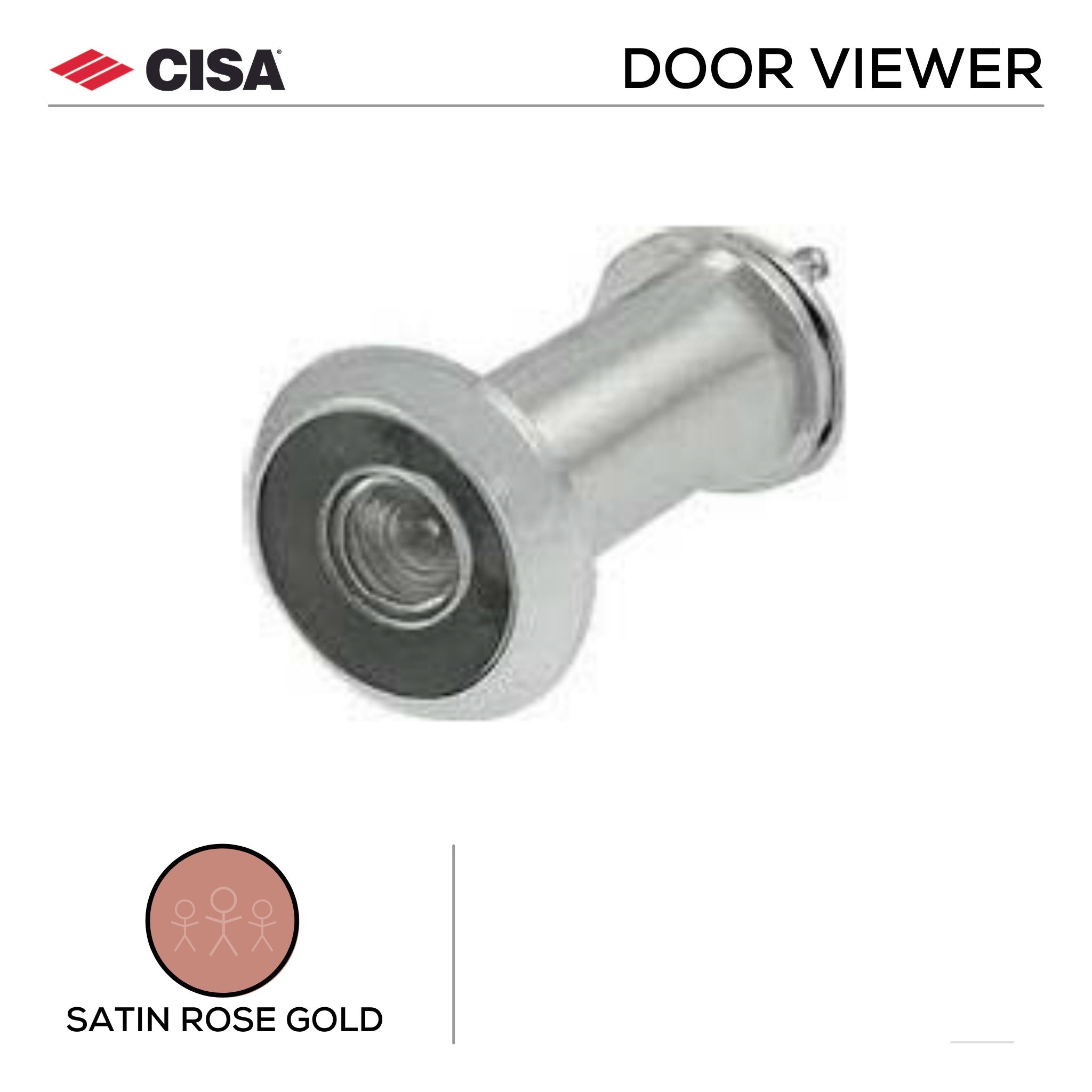 FDV1.SRG, Door Viewer, 40-44mm (l), 180º View, Satin Rose Gold, CISA