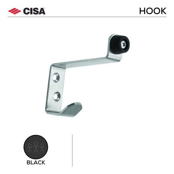 FHACH02.BL, Hat & Coat Hook, Black, CISA