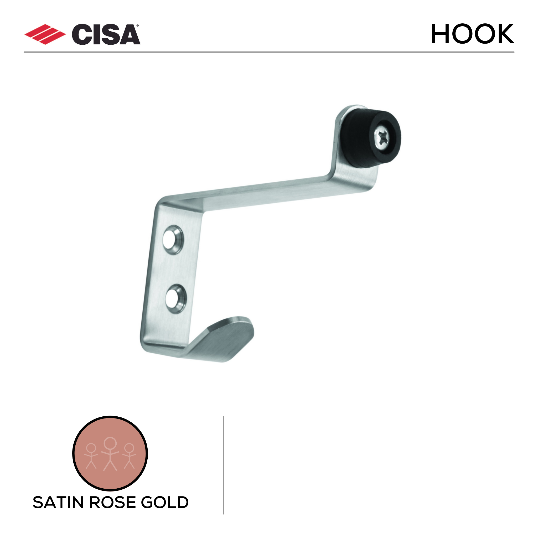 FHACH02.SRG, Hat & Coat Hook, Satin Rose Gold, CISA