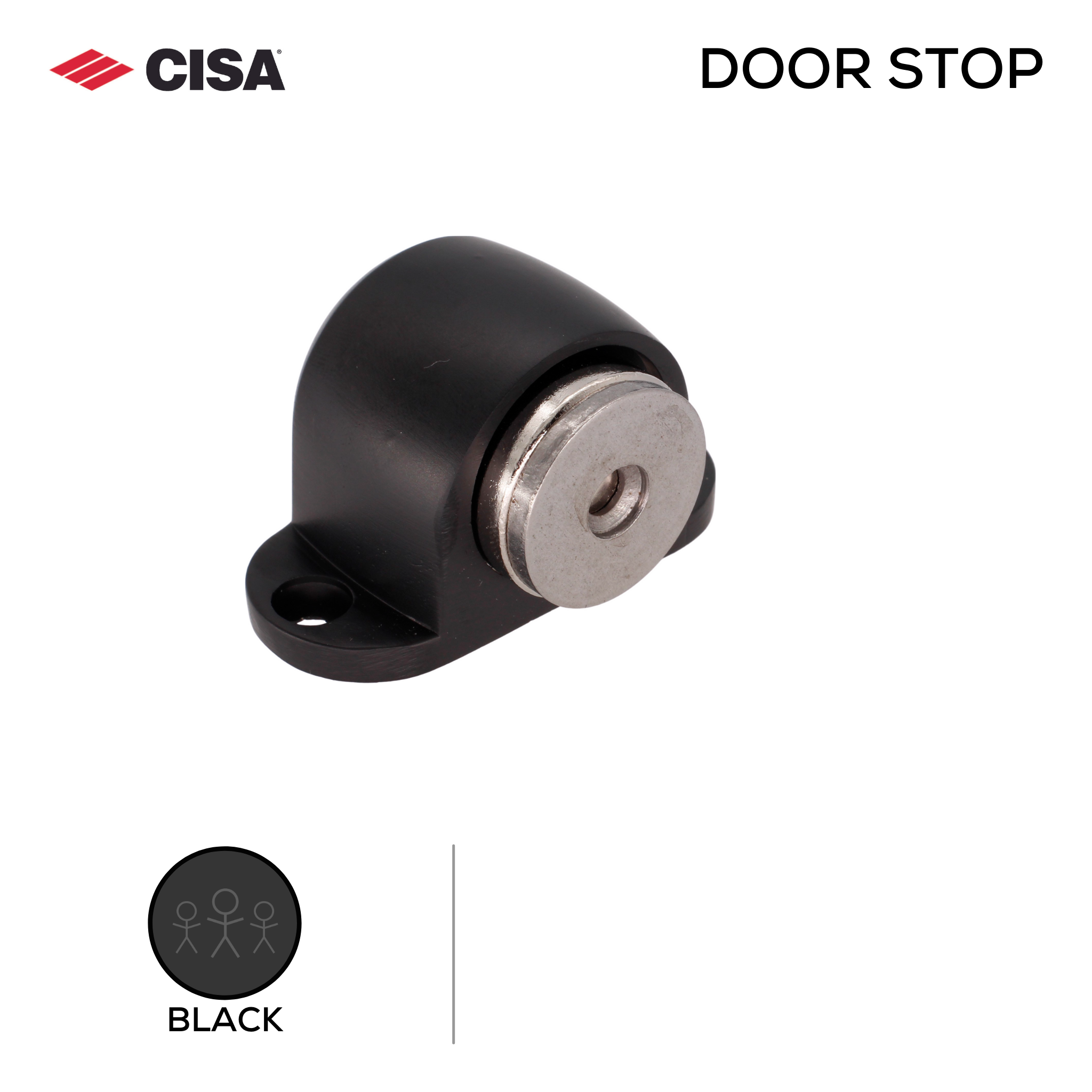 FMDS02.BL, Door Stop, Floor Mounted, Magnetic, 38mm (l) x 55mm (w), Black, CISA