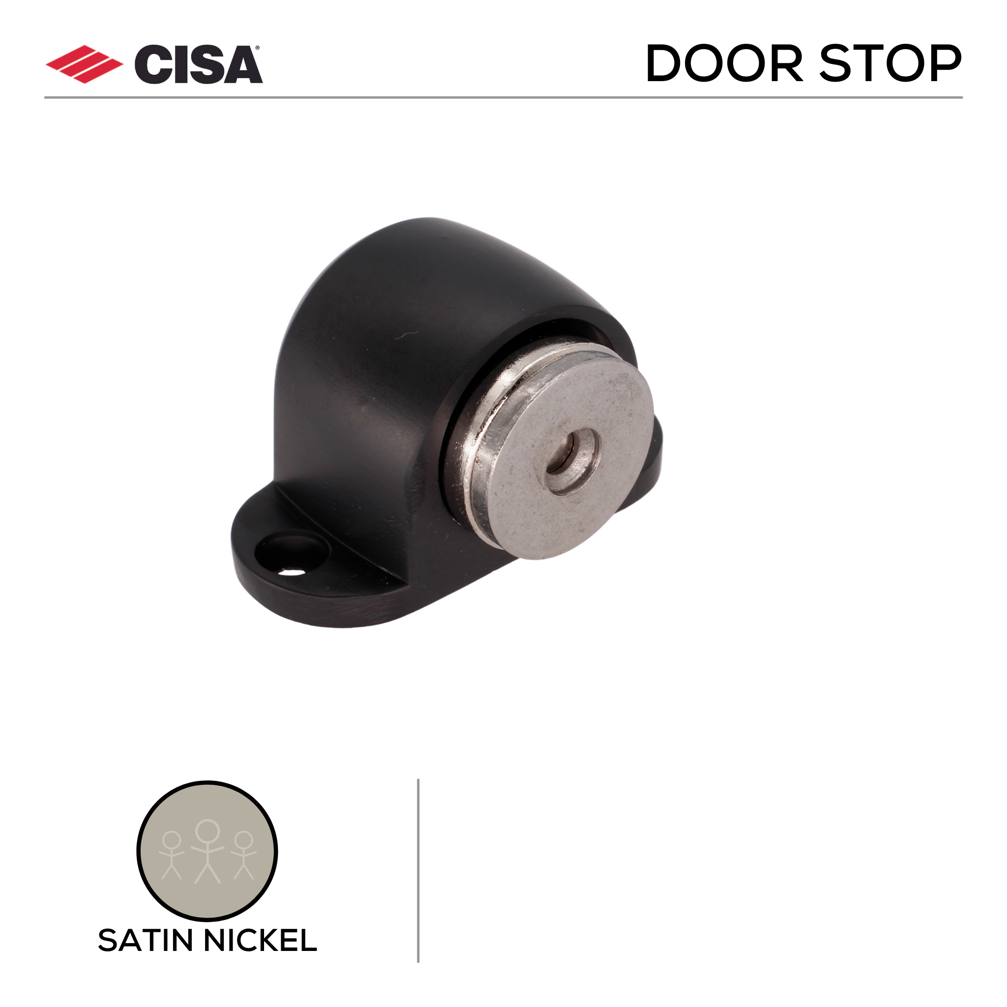 FMDS02.SN, Door Stop, Floor Mounted, Magnetic, 38mm (l) x 55mm (w), Satin Nickel, CISA