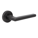 FS106.R._.MBL, Lever Handles, Form, On Round Rose, With Escutcheons, 134mm (l), Matt Black, CISA-2