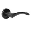 FS107.R._.MBL, Lever Handles, Form, On Round Rose, With Escutcheons, Matt Black, CISA-2