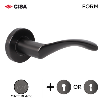 CISA Matt Black Lever Handle main product view; sharp modern attitude for a better door setup.