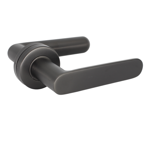FS203.R._.MBL, Lever Handles, Form, On Round Rose, With Escutcheons, Matt Black, CISA