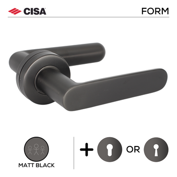 CISA Matt Black Lever Handle for patio and sliding doors, main product view with bold black energy.
