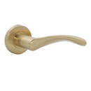 FS107.R._.SB, Lever Handles, Form, On Round Rose, With Escutcheons, Satin Brass, CISA-2