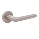 FS106.R._.SS, Lever Handles, Form, On Round Rose, With Escutcheons, 134mm (l), Stainless Steel, CISA-2