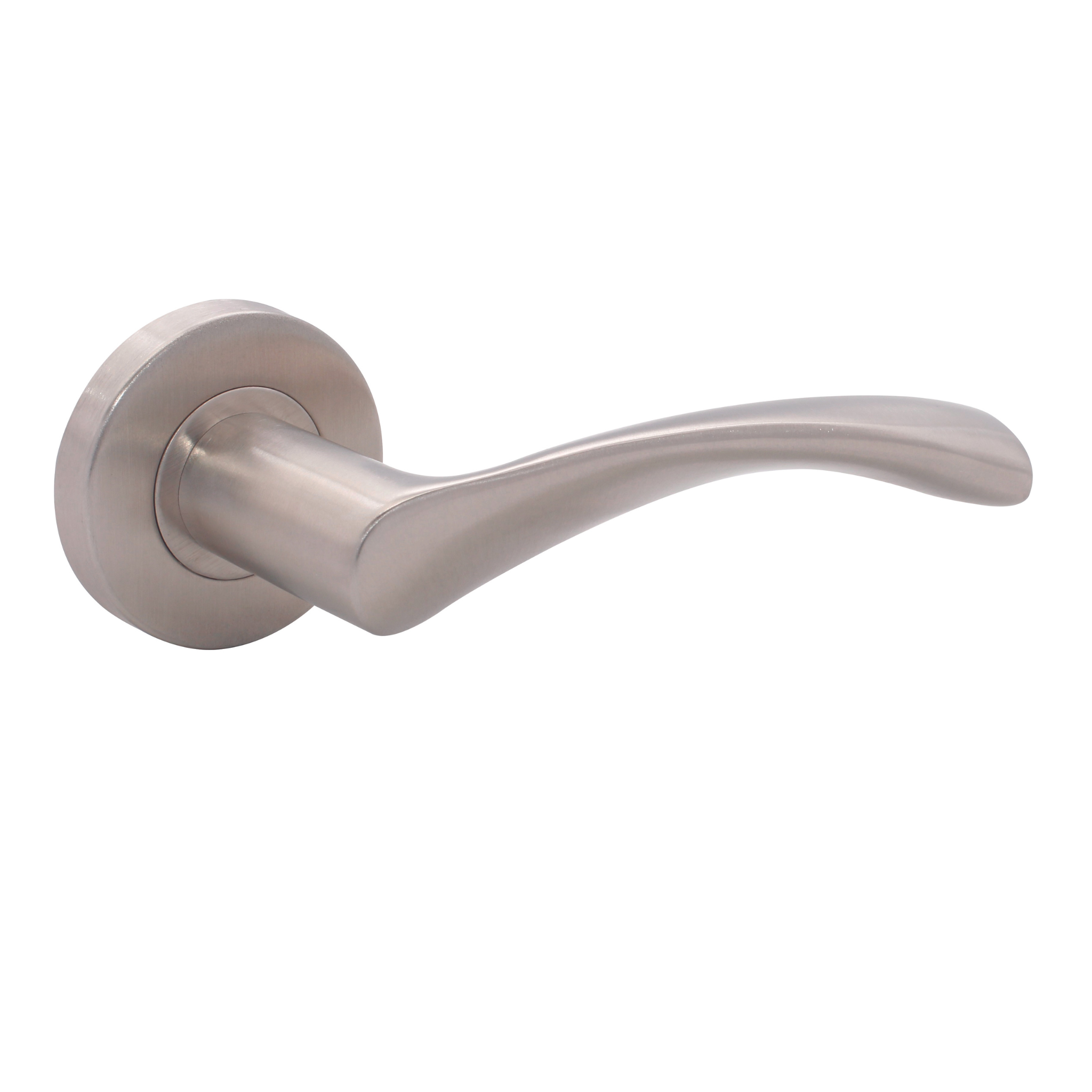 FS107.R._.SS, Lever Handles, Form, On Round Rose, With Escutcheons, Stainless Steel, CISA