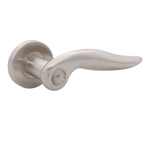 FS110.R._.SS, Lever Handles, Form, On Round Rose, With Escutcheons, Stainless Steel, CISA