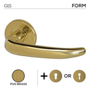 Riga PVD, Lever Handles, Form, On Round Rose, With Escutcheons, PVD Brass, QS-1