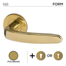 Skein PVD, Lever Handles, Form, On Round Rose, With Escutcheons, PVD Brass, QS-1