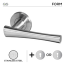 Alta, Lever Handles, Form, On Round Rose, With Escutcheons, Stainless Steel, QS-1
