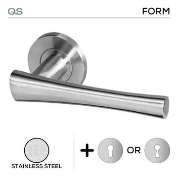 Main product view of QS Stainless Steel Lever Handle, made for patio and sliding doors with strong stainless style.