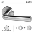 Bergen, Lever Handles, Form, On Round Rose, With Escutcheons, Stainless Steel, QS-1