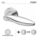 Boras, Lever Handles, Form, On Round Rose, With Escutcheons, Stainless Steel, QS-1