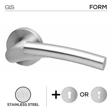 Main product view of QS Stainless Steel Lever Handle, made for patio and sliding doors with strong stainless style.