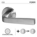 Ekero, Lever Handles, Form, On Round Rose, With Escutcheons, Stainless Steel, QS-1