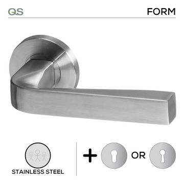 Main product view of QS Stainless Steel Lever Handle, made for patio and sliding doors with tough stainless shine.
