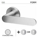 Falon, Lever Handles, Form, On Round Rose, With Escutcheons, Stainless Steel, QS-1