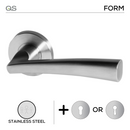 Flen, Lever Handles, Form, On Round Rose, With Escutcheons, Stainless Steel, QS-1