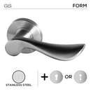 Floro, Lever Handles, Form, On Round Rose, With Escutcheons, Stainless Steel, QS-1