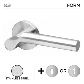 Fosse, Lever Handles, Form, On Round Rose, With Escutcheons, Stainless Steel, QS