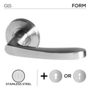 Kalmar, Lever Handles, Form, On Round Rose, With Escutcheons, Stainless Steel, QS-1