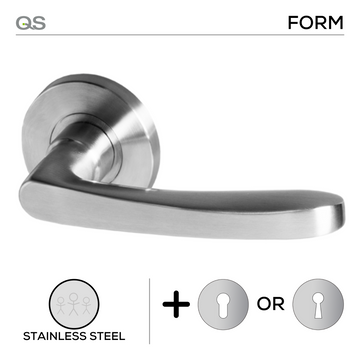 Main product view of QS Stainless Steel Lever Handle, made for patio and sliding doors with tough stainless shine.