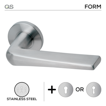 Main product view of QS Stainless Steel Lever Handle, made for patio and sliding doors with clean stainless confidence.