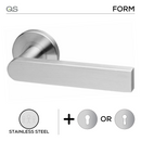 Lojo, Lever Handles, Form, On Round Rose, With Escutcheons, Stainless Steel, QS-1