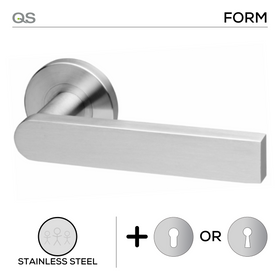 Lojo, Lever Handles, Form, On Round Rose, With Escutcheons, Stainless Steel, QS