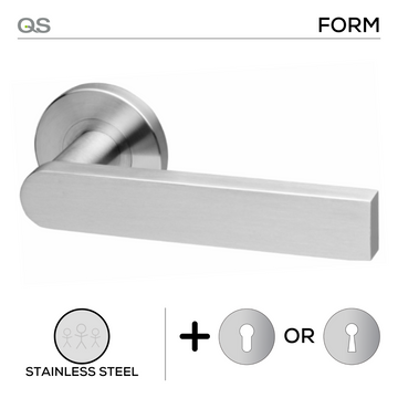 Main product view showing QS Stainless Steel Lever Handle — clean stainless confidence for patio and sliding doors.