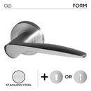 Lund, Lever Handles, Form, On Round Rose, With Escutcheons, Stainless Steel, QS-1