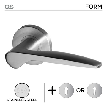 Main product view showing QS Stainless Steel Lever Handle — tough stainless shine for patio and sliding doors.