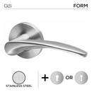 Molo Form, Lever Handles, Form, On Round Rose, With Escutcheons, Stainless Steel, QS-1