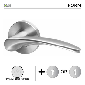 Molo Form, Lever Handles, Form, On Round Rose, With Escutcheons, Stainless Steel, QS