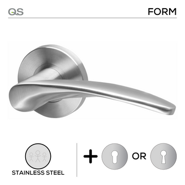 Main product view of QS Stainless Steel Lever Handle, made for patio and sliding doors with clean stainless confidence.