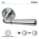 Narvick, Lever Handles, Form, On Round Rose, With Escutcheons, Stainless Steel, QS-1