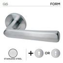 Otta, Lever Handles, Form, On Round Rose, With Escutcheons, Stainless Steel, QS-1