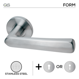 Otta, Lever Handles, Form, On Round Rose, With Escutcheons, Stainless Steel, QS