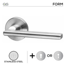 Pello, Lever Handles, Form, On Round Rose, With Escutcheons, Stainless Steel, QS-1
