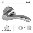Salo, Lever Handles, Form, On Round Rose, With Escutcheons, Stainless Steel, QS-1