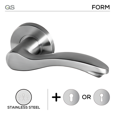 QS Stainless Steel Lever Handle main product view; clean stainless confidence for a better door setup.