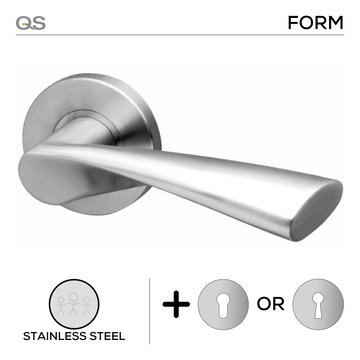 Main product view showing QS Stainless Steel Lever Handle — tough stainless shine for patio and sliding doors.