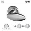 Ski, Lever Handles, Form, On Round Rose, With Escutcheons, Stainless Steel, QS-1