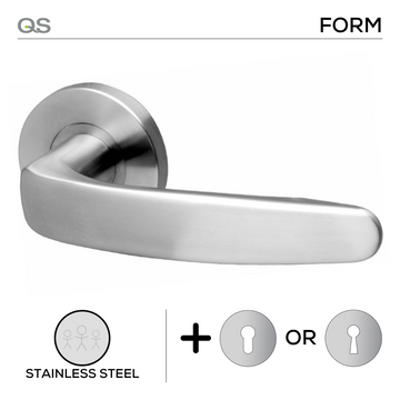 QS Stainless Steel Lever Handle main product view; clean stainless confidence for a better door setup.