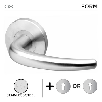 Main product view of QS Stainless Steel Lever Handle, made for patio and sliding doors with clean stainless confidence.
